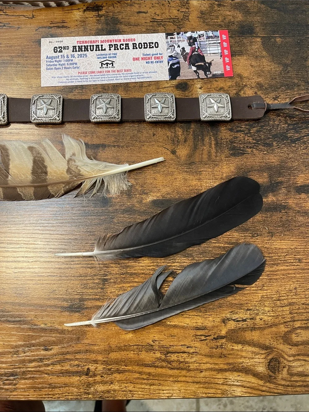 Men's Brown Leather Concho Hat Bands with Silver Star Accents